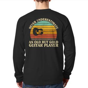 Never Underestimate An Old Guitar Player Electronic Rock Back Print Long Sleeve T-shirt - Monsterry AU