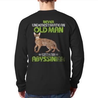 Never Underestimate An Old Man With An Abyssinian Cat Back Print Long Sleeve T-shirt - Monsterry DE