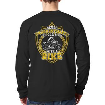 Never Underestimate An Old Man With A Bike Mtb Back Print Long Sleeve T-shirt - Monsterry AU