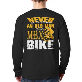 Never Underestimate An Old Man Bmx Bike Freestyle Racing Back Print Long Sleeve T-shirt - Seseable