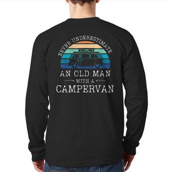 Never Underestimate And Old Man With A Campervan Back Print Long Sleeve T-shirt - Seseable