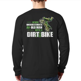Never Underestimate An Old Man With A Dirt Bike Dirt Bikes Back Print Long Sleeve T-shirt - Seseable