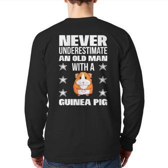Never Underestimate An Old Man With A Guinea Pig Back Print Long Sleeve T-shirt - Thegiftio UK