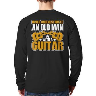 Never Underestimate An Old Man With A Guitar Novelty Back Print Long Sleeve T-shirt - Seseable