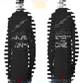 Never Underestimate An Old Man With An Oboe Vintage Novelty Back Print Long Sleeve T-shirt | Seseable UK