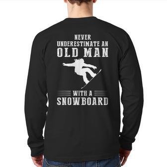 Never Underestimate An Old Man With A Snowboarding Back Print Long Sleeve T-shirt - Seseable