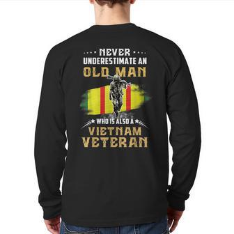 Never Underestimate An Old Vietnam Veteran Veteran Day Xmas Back Print Long Sleeve T-shirt - Seseable