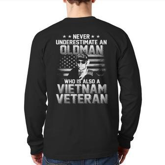 Never Underestimate An Oldman Vietnam Veteran Back Print Long Sleeve T-shirt - Seseable