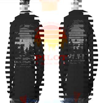 Never Underestimate A Pilot Flying Planes Retro Sunset Back Print Long Sleeve T-shirt | Mazezy