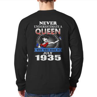 Never Underestimate A Queen Born In July 1935 Back Print Long Sleeve T-shirt | Mazezy