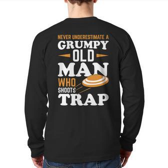Never Underestimate A Trap Shooting Old Man Back Print Long Sleeve T-shirt - Seseable