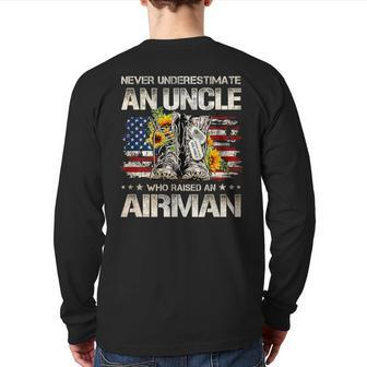 Never Underestimate An Uncle Who Raised An Airman Usaf Back Print Long Sleeve T-shirt - Seseable
