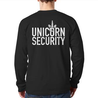 Unicorn Security Squad Text Dad Brother Back Print Long Sleeve T-shirt | Mazezy