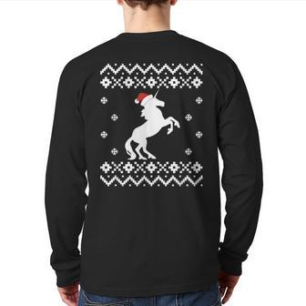Unicorn Ugly Christmas Sweater Unicorn Santa Back Print Long Sleeve T-shirt - Monsterry UK
