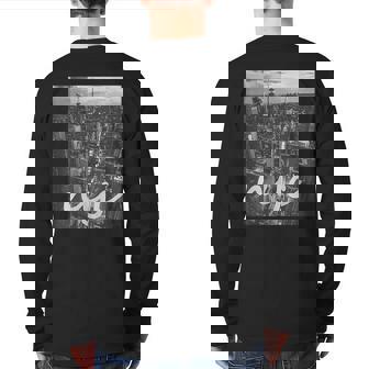 Urban New York City Graphic New York City Skyline Back Print Long Sleeve T-shirt | Mazezy