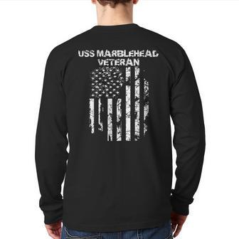 Uss Marblehead Military Veteran Distressed Usa Flag Back Print Long Sleeve T-shirt | Mazezy