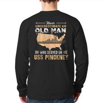Uss Pinckney Ddg-91 Destroyer Back Print Long Sleeve T-shirt | Mazezy AU