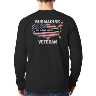 Uss Plunger Ssn-595 Submarine Veterans Day Father Grandpa Back Print Long Sleeve T-shirt | Mazezy