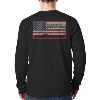 Uss San Jacinto Cvl-30 Ww2 Aircraft Carrier American Flag Back Print Long Sleeve T-shirt | Mazezy