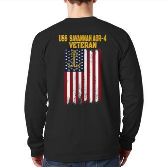 Uss Savannah Aor-4 Replenishment Oiler Ship Veterans Day Back Print Long Sleeve T-shirt | Mazezy AU
