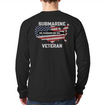 Uss Seadragon Ssn-584 Submarine Veterans Day Father Grandpa Back Print Long Sleeve T-shirt | Mazezy