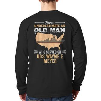Uss Wayne E Meyer Ddg-108 Destroyer Back Print Long Sleeve T-shirt | Mazezy