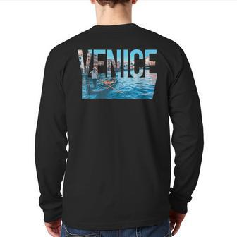 Venice Venezia Italy Gondola Rialto Bridge Back Print Long Sleeve T-shirt | Mazezy