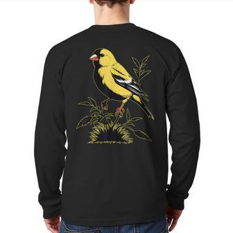 Ventage American Goldfinch Graphic Cute American Goldfinch Back Print Long Sleeve T-shirt | Mazezy