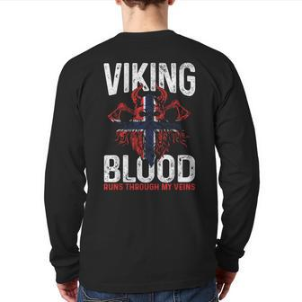 Viking Blood Runs Through My Veins Norwegian Roots Pride Back Print Long Sleeve T-shirt - Seseable
