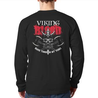 Viking Blood Runs Through My Veins T Ancestor Back Print Long Sleeve T-shirt - Seseable