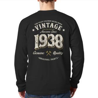Vintage 85Th Birthday Awesome Since 1938 Legends Back Print Long Sleeve T-shirt | Mazezy