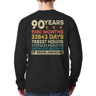Vintage 90Th Birthday 90 Years Old 1080 Months Back Print Long Sleeve T-shirt - Thegiftio UK