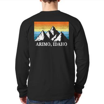 Vintage Arimo Idaho Mountain Hiking Souvenir Print Back Print Long Sleeve T-shirt | Mazezy