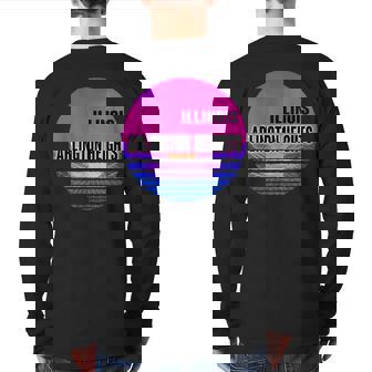 Vintage Arlington Heights Vaporwave Illinois Back Print Long Sleeve T-shirt | Mazezy