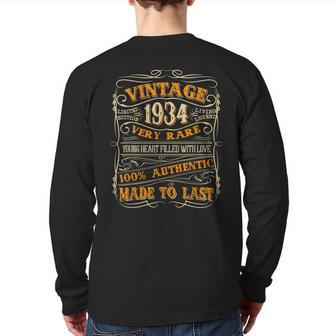 Vintage Authentic Made In 1934 85Th Birthday 85 Yrs Old Back Print Long Sleeve T-shirt | Mazezy