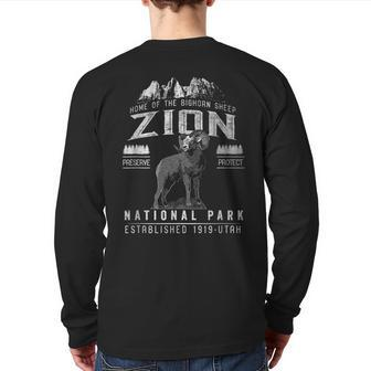 Vintage Bighorn Sheep Zion National Park Back Print Long Sleeve T-shirt | Mazezy