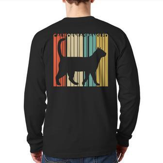 Vintage California Spangled Cat Back Print Long Sleeve T-shirt | Mazezy