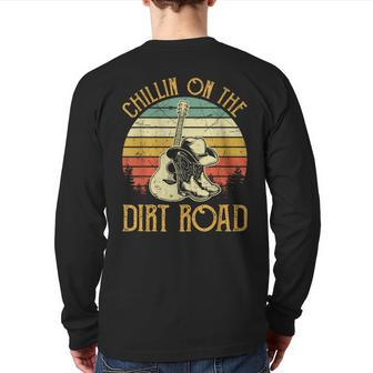 Vintage Chillin On The Dirt Road Retro Country Music Western Back Print Long Sleeve T-shirt - Seseable