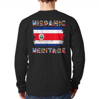 Vintage Costa Rica Costa Rican Flag Hispanic Heritage Month Back Print Long Sleeve T-shirt | Mazezy
