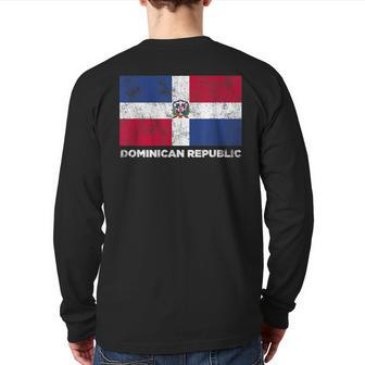 Vintage Dominican Republic Flag Republica Dominicana Back Print Long Sleeve T-shirt | Mazezy