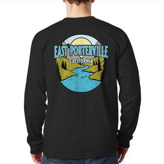 Vintage East Porterville California River Valley Print Back Print Long Sleeve T-shirt | Mazezy