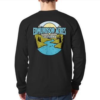 Vintage Edmundson Acres California River Valley Print Back Print Long Sleeve T-shirt | Mazezy