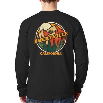 Vintage Emeryville California Mountain Hiking Souvenir Print Back Print Long Sleeve T-shirt | Mazezy CA