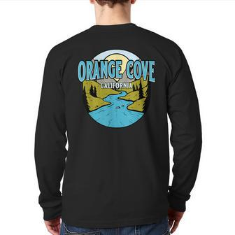 Vintage Orange Cove California River Valley Souvenir Print Back Print Long Sleeve T-shirt | Mazezy