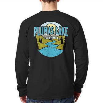 Vintage Plumas Lake California River Valley Souvenir Print Back Print Long Sleeve T-shirt | Mazezy