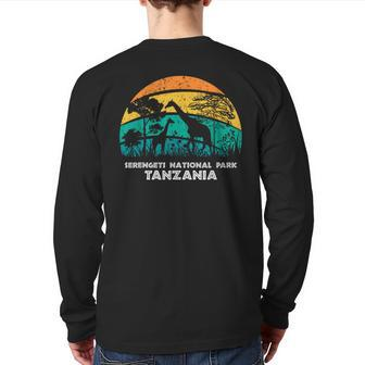 Vintage Retro Serengeti National Park Tanzania Africa Safar Back Print Long Sleeve T-shirt | Mazezy