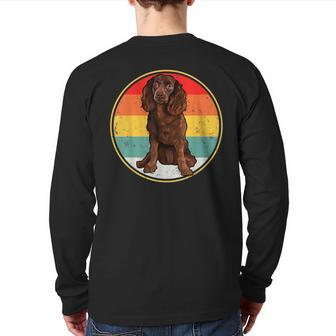 Vintage Retro Sunset American Water Spaniel Dog Back Print Long Sleeve T-shirt | Mazezy