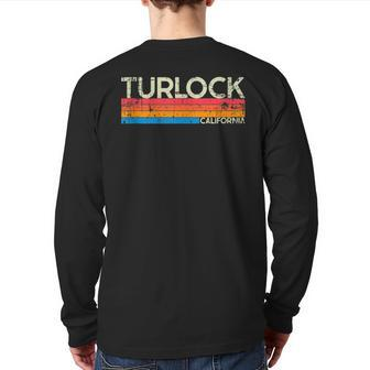 Vintage Retro Turlock California Distressed Back Print Long Sleeve T-shirt | Mazezy