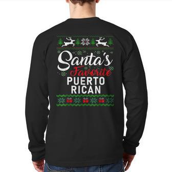 Vintage Santa Claus Favorite Puerto Rican Christmas Tree Back Print Long Sleeve T-shirt - Seseable