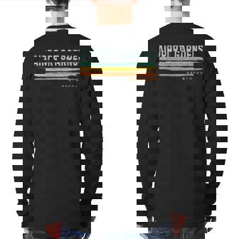 Vintage Stripes Airport Gardens Ky Back Print Long Sleeve T-shirt | Mazezy